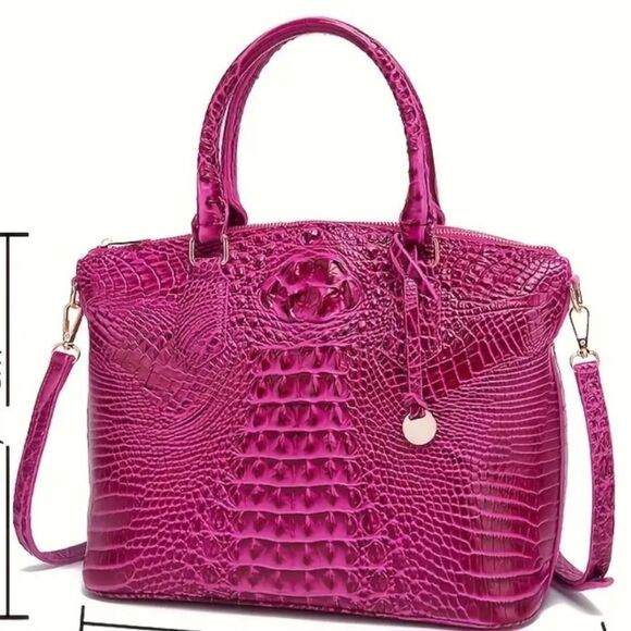 HOT PINK CROC SATCHEL - Picture 1 of 8